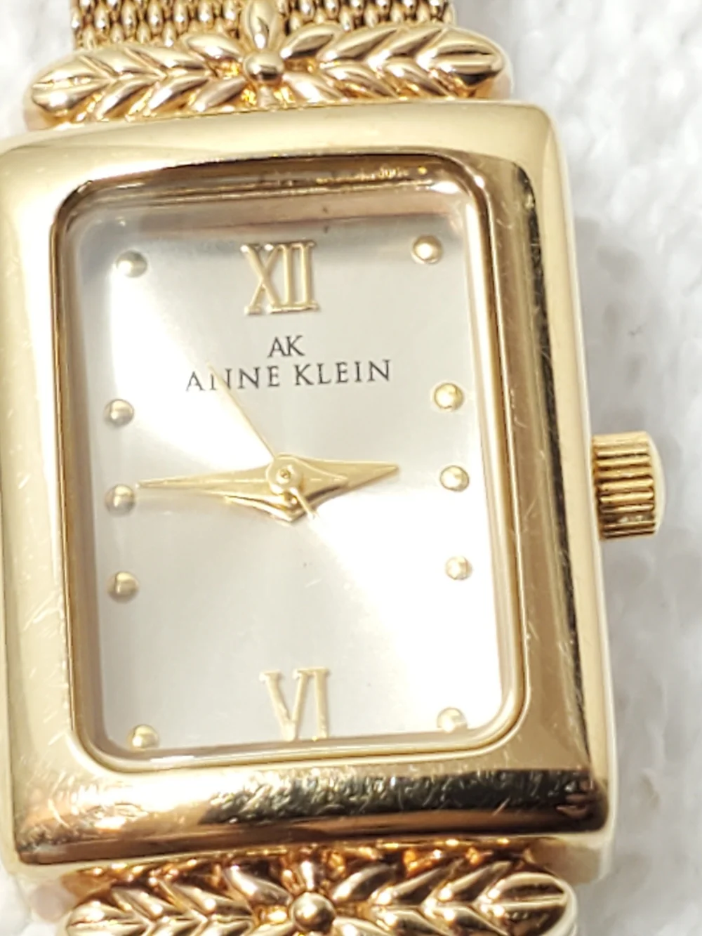 Vintage Anne Klein Gold Tone Tank Watch Swiss Parts Ronda 1 Jewel Movement Women